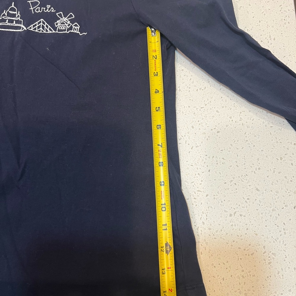 Talbots Navy Blue Paris Skyline Embroidered Tee - Picture 7 of 7